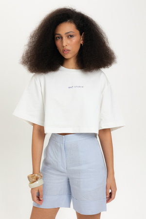 GINNY OFF WHITE- BLUE LOGO